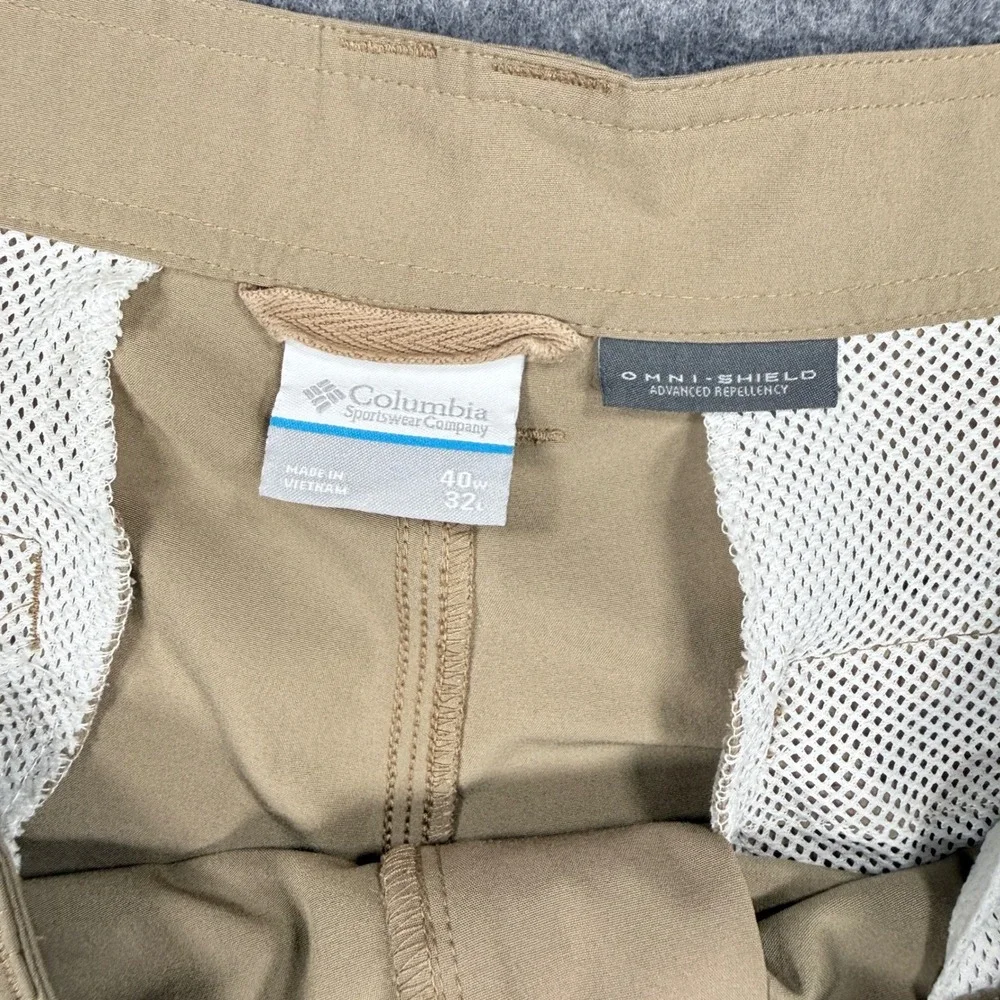 Columbia Omni-Shield Pants Mens 40x32 Tan Khaki Stretch Hiking AM8655